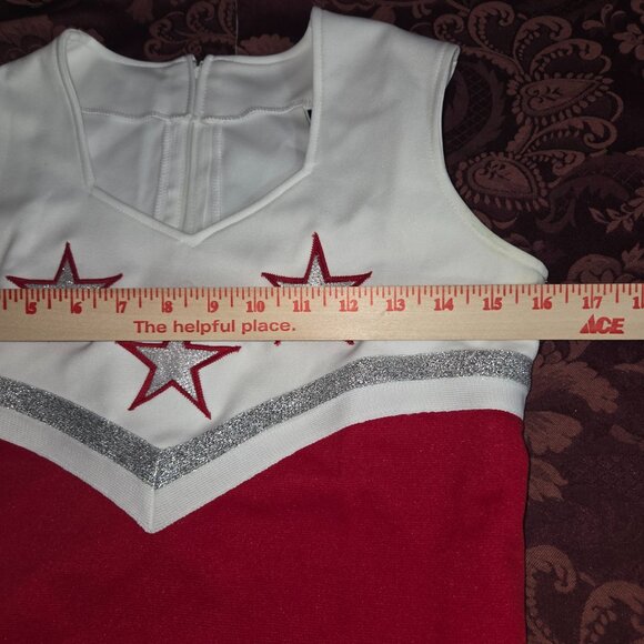 Red White School Pep Threads Cheerleading Cheer Uniform Size 10 Belt Not Include - Picture 5 of 10